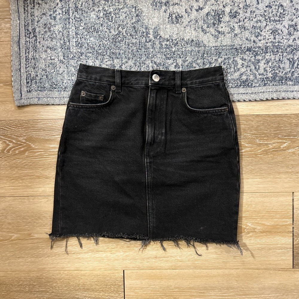 & Other Stories Black Denim Mini Skirt